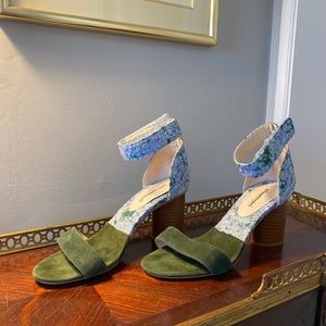 Jeffrey Campbell Purdy Heel Sandals Dress Shoe Open Toe Casual green Blue Size 9